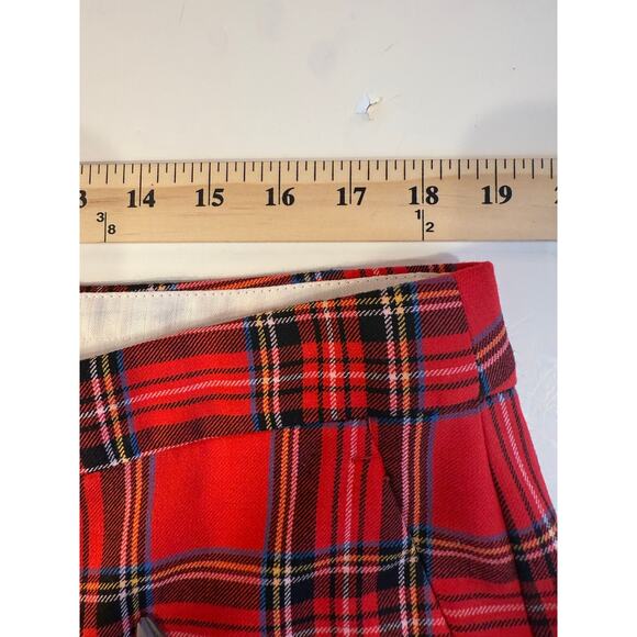 J.Crew Red Tartan Plaid Pant 16T Tall Straight Leg Classic Holiday Dress Trouser - Picture 4 of 7